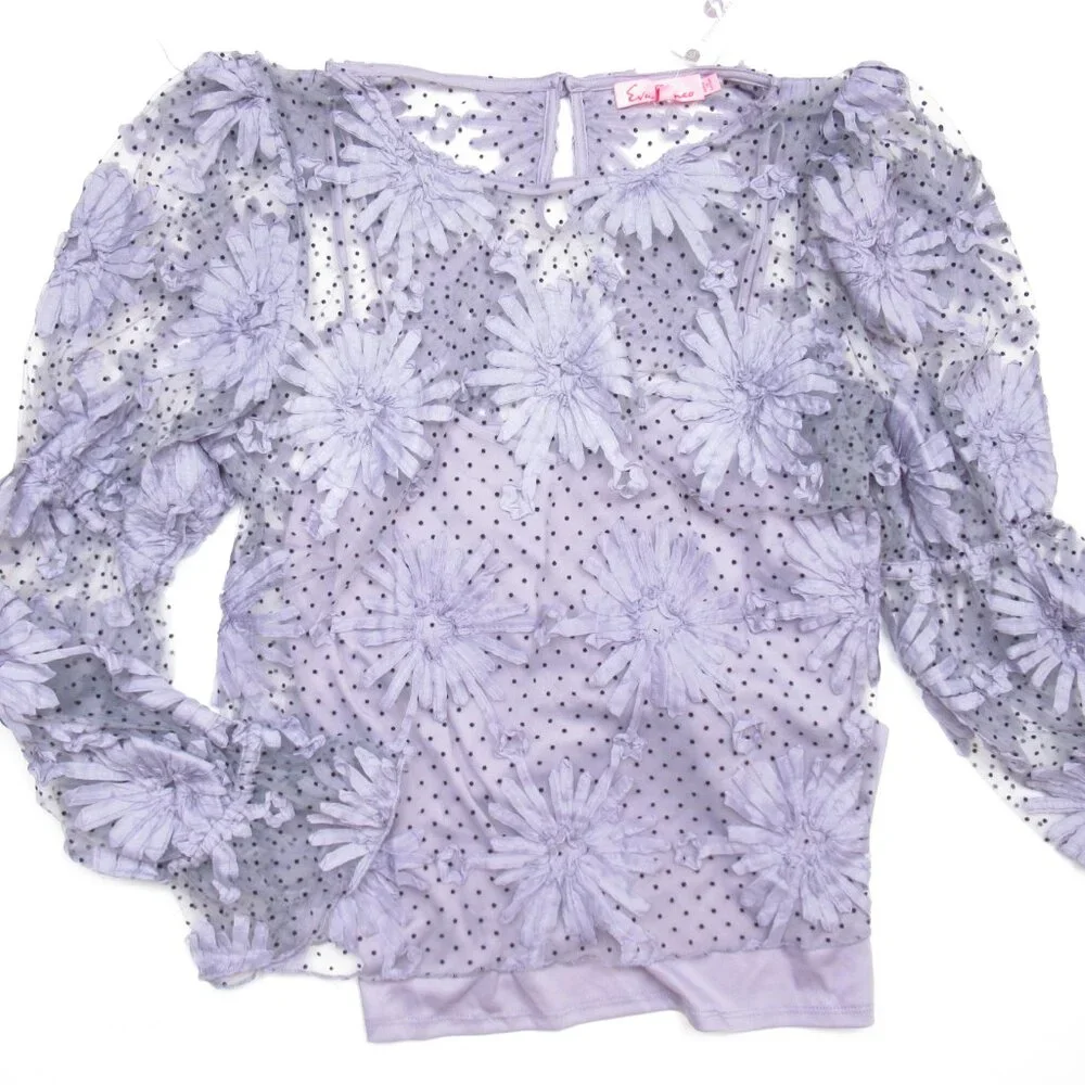 Anthropologie Eva Franco Lace Floral Blouse Purple XL